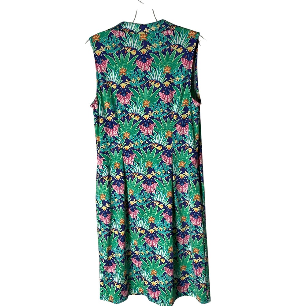J.McLaughlin Womens Sleeveless Shift Dress Green Butterfly Botanical Print Sz M - Picture 4 of 7